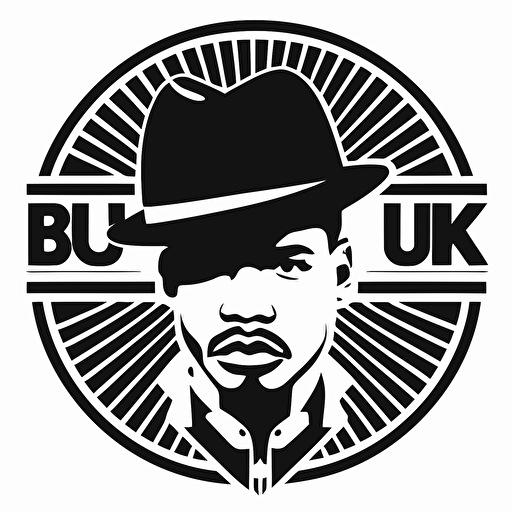 vector logo, black and white, based on Run DMC, minimal, simple