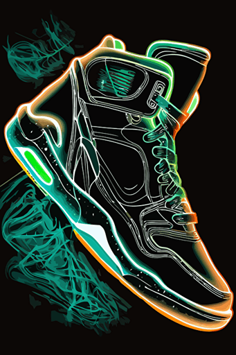 neon air jordan shoes, 2 dimensional vector art, HD,