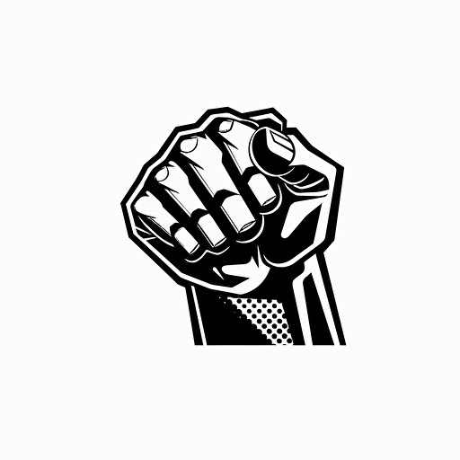 cyber fist, digital, electronic, logo, very simple, black and white, vector