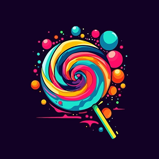 space candy logo, simple vector illustration, fun, playful, colourful, high quality