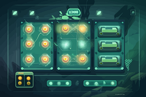 Design a game menu background, electric power elements, 2.5D vector style