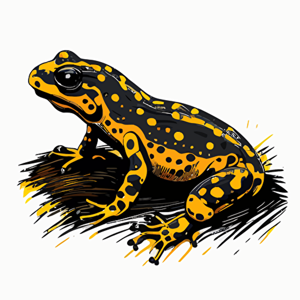 vector line logo of a black and yellow spotted salamander