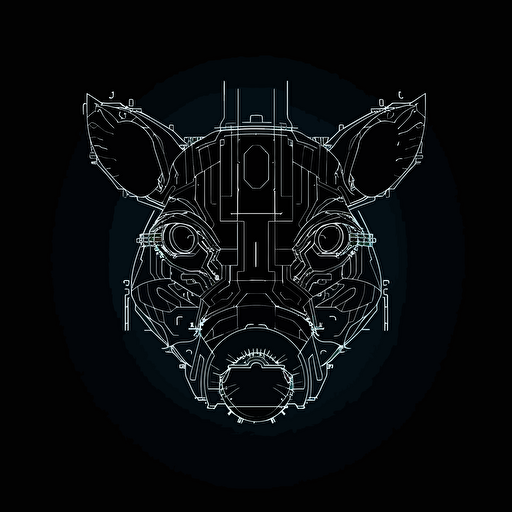 Cyberpunk style logo illustration for animals, no text just a symbol, black background, vector,