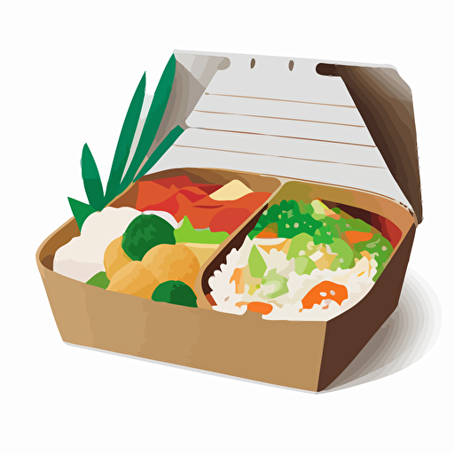 bento box, vector art, white background