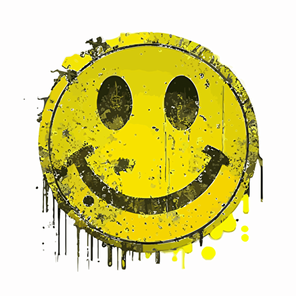 old schoolacid rave smiley face, yellow on whte backround, acid house, 303, techno, vector, hd, high res