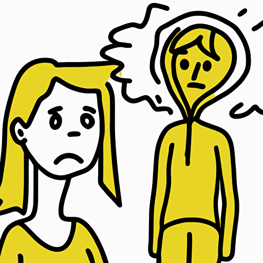 yellow vector line drawing clip art, a person asking someone for help