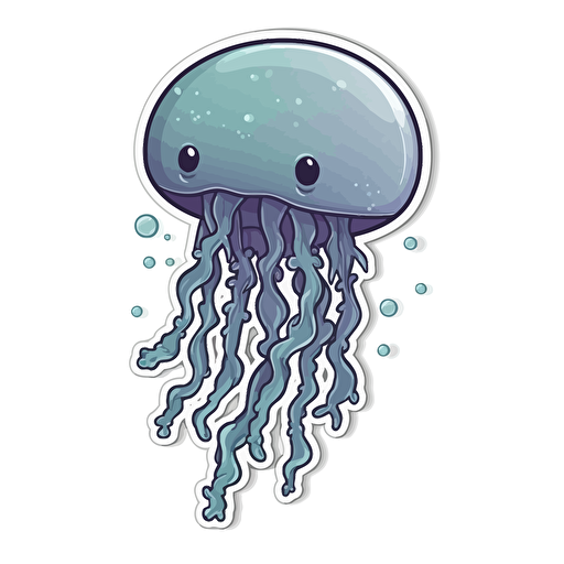 jellyfish, sticker, cartoon style, vector, White background,