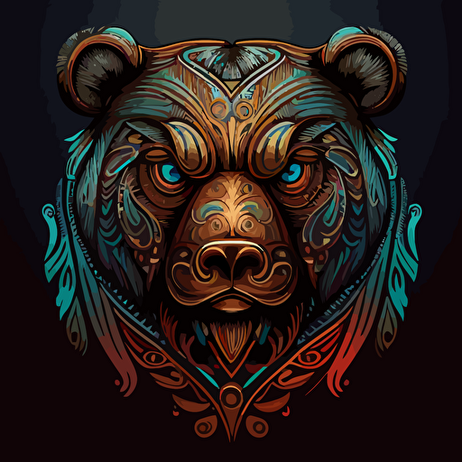 neo traditional bear head design vector