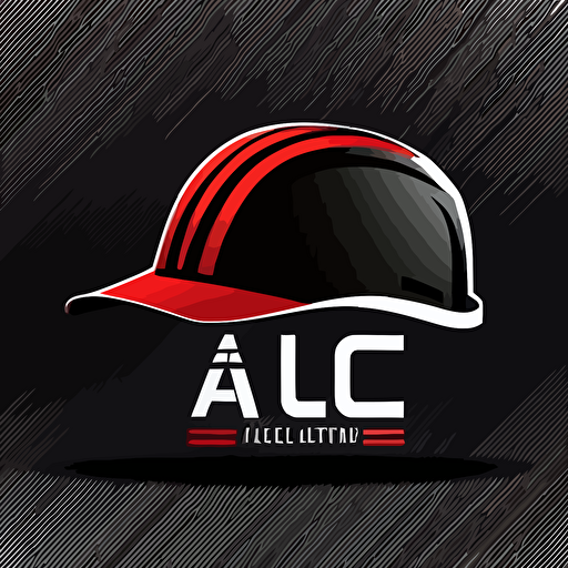 create a logo for a construction company called "ALC", needs to be a vector logo, needs to be neat and simple, no background, colors red black and white, for a hat design