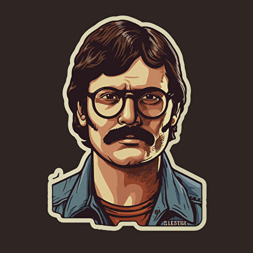 Serial Killer,ed kemper, The Co-Ed Killer, Horror, VHS Horror, Sticker, 80s horror comic art, Vector,