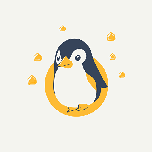 flat vector logo of crypto token, simple minimal, white background, penguin, dynamic
