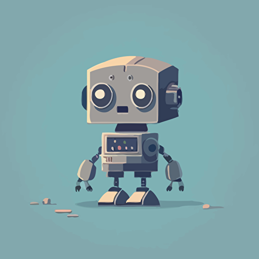flat simple without detail vector illustration of a cute little ai gray robot floating