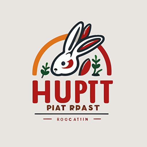 rabbit logo design, for chinese hot pot restaurant, vector logo, minimal, modern, cute,chili pepper,clean,white background