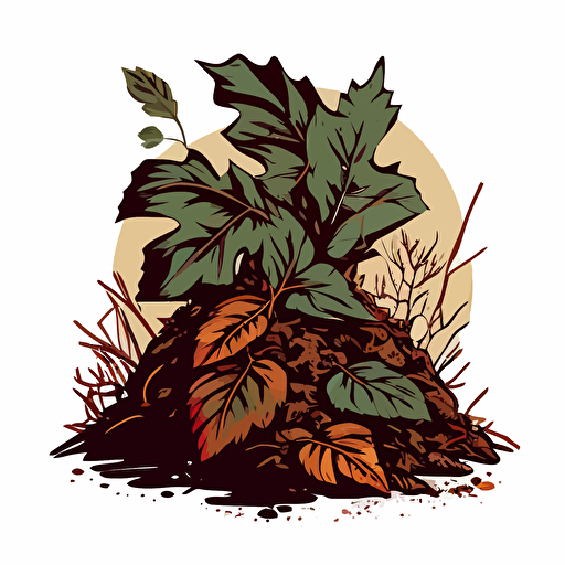 vector image of a compost pile with a leaf growing out of it