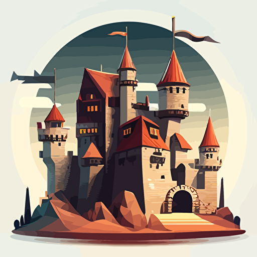 a castle with defense layers, vector art, illustration