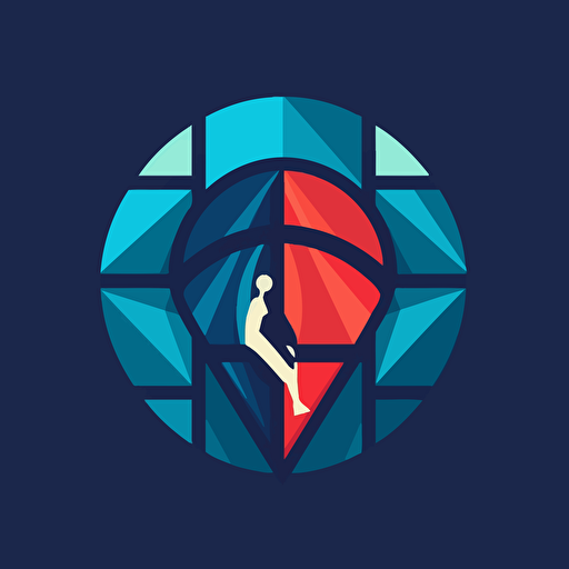 logo, in the style of nba team logo, flat design, blue stake, vector render