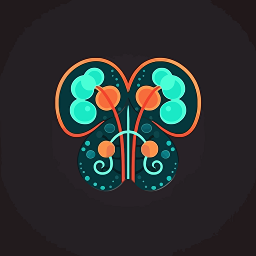 symmetrical vector logo of kidneys with DNA inside