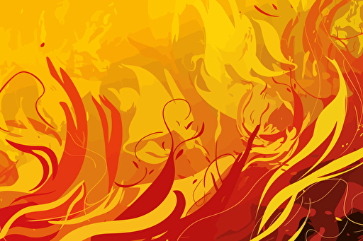 yellow flames, vector, gritty, detailed, red background,