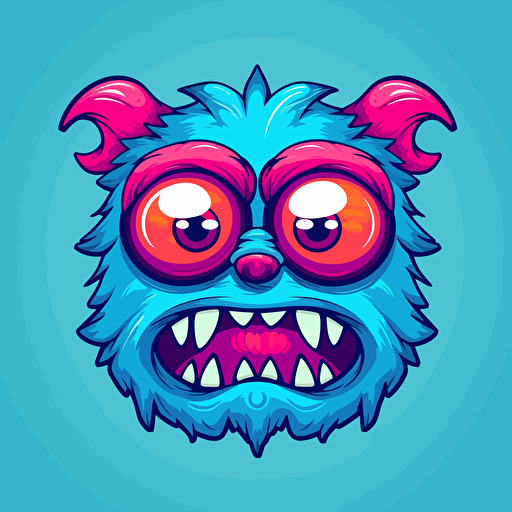 monster face caracter, as a vector, 2d, drawing colorfull , emoji v5