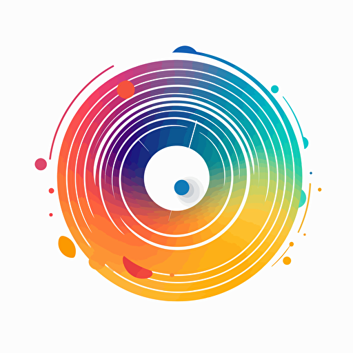 create a simple vector-style logo with broadcasting radio waveforms :: rounded circles :: chakra colors :: broadcasting :: white backround, very simple forms