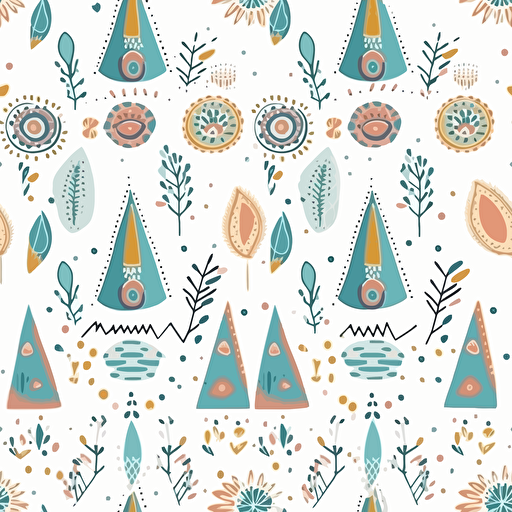 white background light colors boho style pattern. vector art. cartoon. simple. clean. space