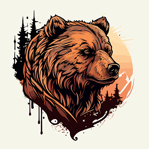 neo traditional simplistic grizzly bear vector design