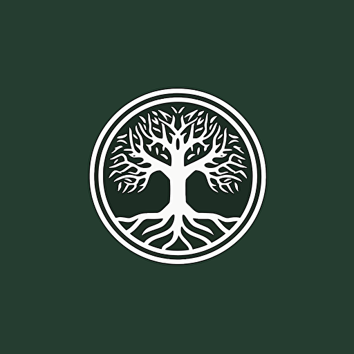 Iggdrasil high-detail digital stylized vector logo for university, streamlined design, monochromatic, minimalist