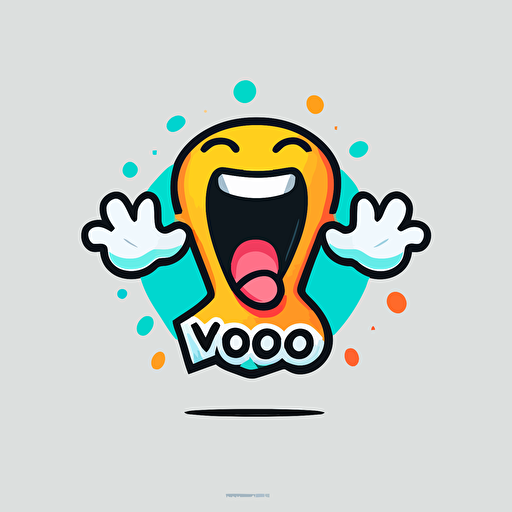 Logo for a talent agency called ''woohoo''. Incorporates a surprised expression into the logo design, simple vector, vivid color, TikTok style, in white background.