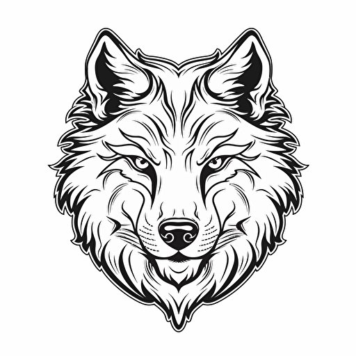 Gray wolf 2d simplified outline vector no colour monochorm coloring page depicting on the white background::signature text border frame logo name headline watermark grandient shading greyscale