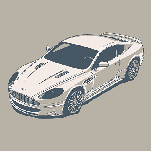 isometric 2008 Aston Martin DBS Coupe, in the style of Matthew Skiff art, in the style of Christopher Lee illustration, simple, rough-edged drawing, vector illustration, flat art,