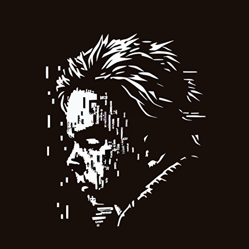 16bit Michael Myers, white on black background, no shading, 2D, vector, 3:4