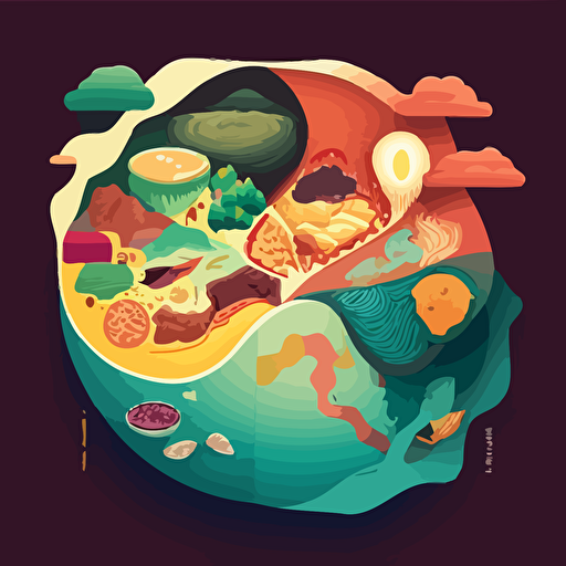colorful vector art, multiverse of taiwanese food