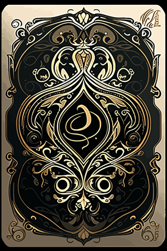 A card back, in an ornate Victorian outline style, [Two colors]. The card back should have a unique design, with elements of fluidity and movement, Flat with no shadow, no script, horizontal symmetry, while still maintaining a cohesive look and feel throughout the deck. Two circles in the middle. Symmetrical design. The overall design should evoke a sense of tranquility, The final product should be high-quality, vector artwork, suitable for printing on the backs of standard playing cards.