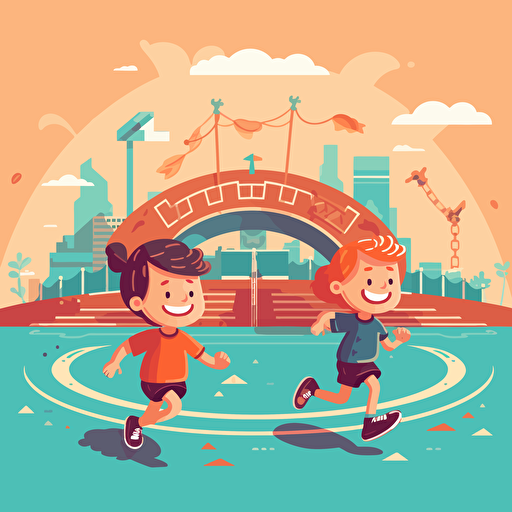 kids playing sport in stadium vector