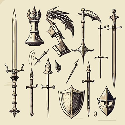 sketches of medieval weapons vector image