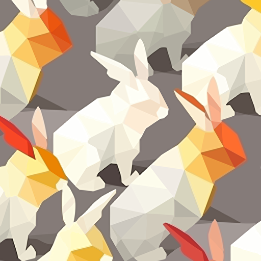 high quality seamless pattern vector low polygon rabbit with white background, cartoon style