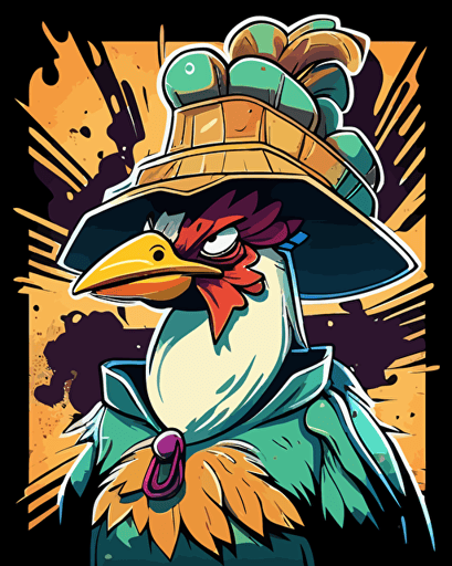 Avatar the last air bender, a chicken with a big hat graffiti