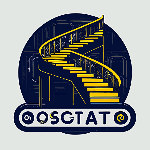 ogo with stairs factory, simple, only logo with no word,vector, main color dark blue, sub color yellow, background color is white