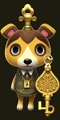 golden key, vector art, in the style of animal crossing ::