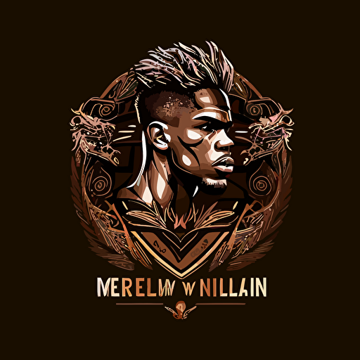 minimalistic vector logo design of royal melanated werelion in process of transforming, working out, going beast mode
