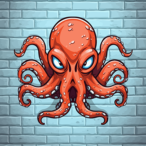 logo style vector image of an angry octopus in street art style, simple with no background