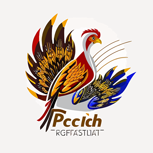 4 color basic detail vector golden pheasant logo white background