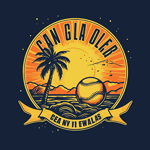 A simple logo for a collegiant softball leauge called the Golden Bay Collegiate league , should be simple colorful. High Resolution Vector, inspired by california west coast, include a softball, but no people.