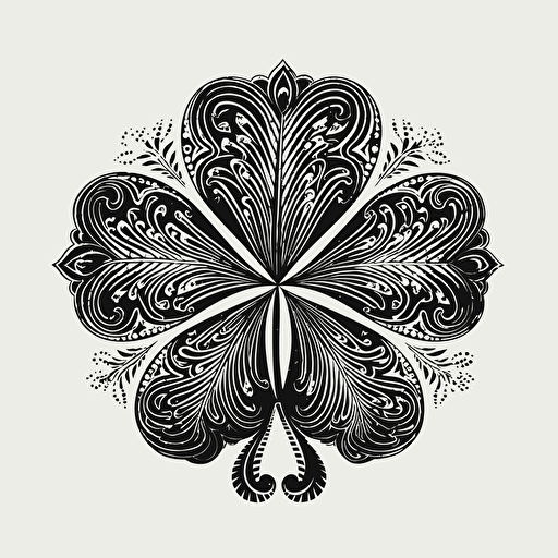 a woodcut vector one color shamrock clover black against white backgorund