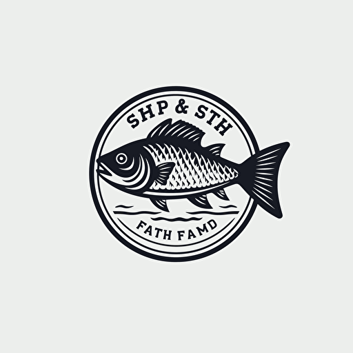 logo design, fish shop, flat, 2D, white background, simple style, vector