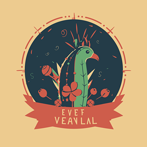 Flat vector logo for sustainable Mexican restaurant El Nopal Verde, featuring cactus silhouette, vibrant colors, traditional elements