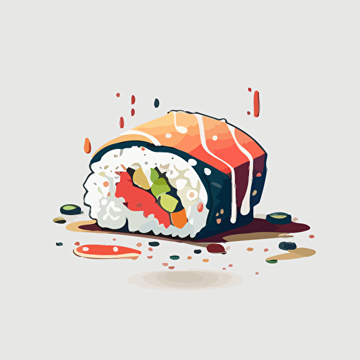one sushi piece, vector art, white background, minimalistic