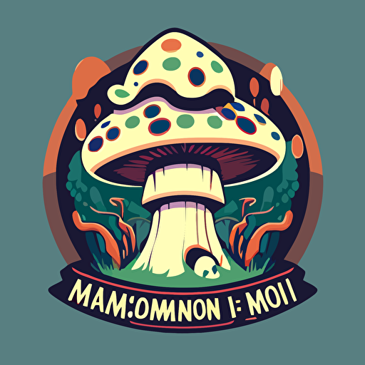 magic fairyland mashroom, vector logo, vector art, vector emblem, simple, cartoon, 2d