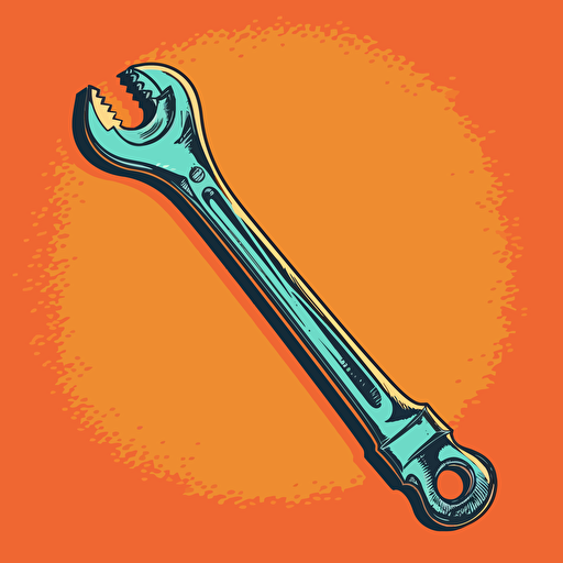 Combination Spanner Wrench Garage tool with hand illustration. vector