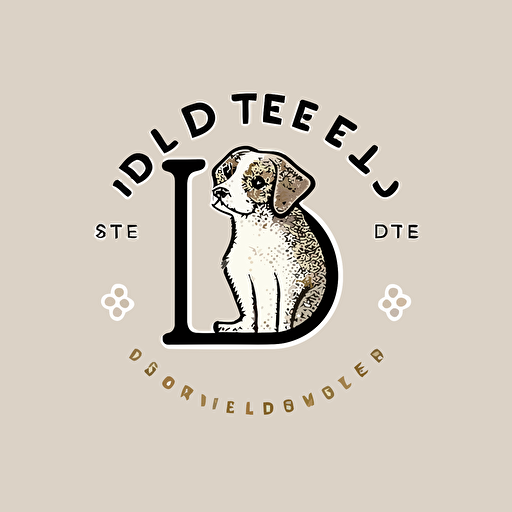single logo design of letter 'DL PET STUDIO', vector, company logo, flat, clean, simplicity, embroidery sense